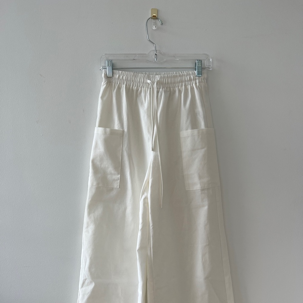 Wide Leg White Cargos